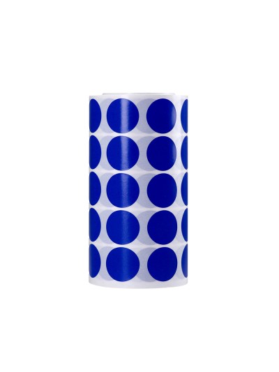 Gomets liderpapel autoadhesivo circulos 20 mm azul rollo de 2000 unidades en caja de carton