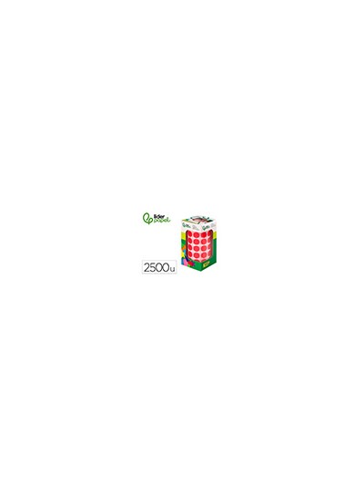 Gomets liderpapel autoadhesivo circulos 15 mm rojo rollo de 2500 unidades en caja de carton