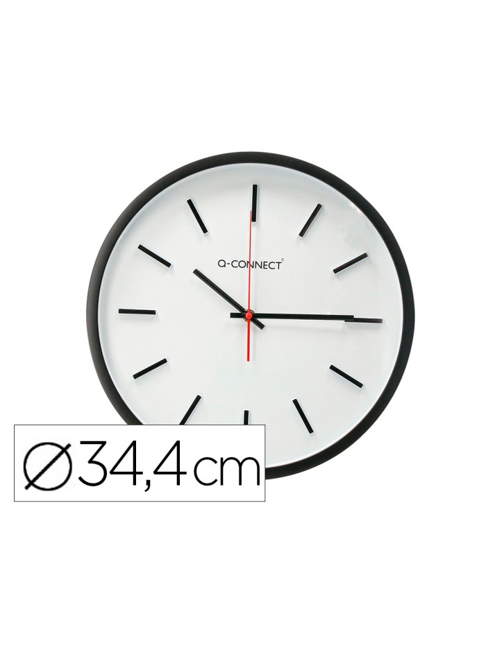 Reloj q-connect de pared de plastico redondo 34,4 cm movimiento silencioso color negro Reloj q-connect de pared de plastico redondo 34,4 cm movimiento silencioso color negro