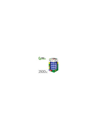 Gomets liderpapel autoadhesivo circulos 15 mm azul rollo de 2500 unidades en caja de carton