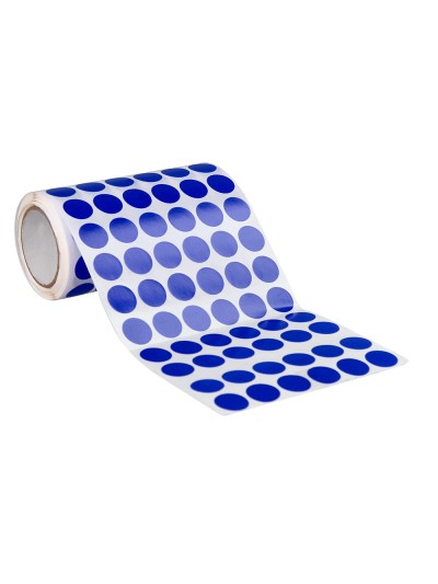 Gomets liderpapel autoadhesivo circulos 15 mm azul rollo de 2500 unidades en caja de carton