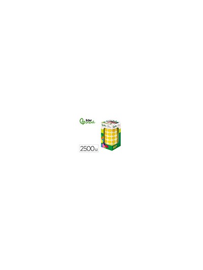 Gomets liderpapel autoadhesivo circulos 15 mm amarillo rollo de 2500 unidades en caja de carton
