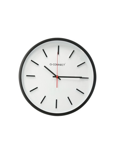 Reloj q-connect de pared de plastico redondo 34,4 cm movimiento silencioso color negro