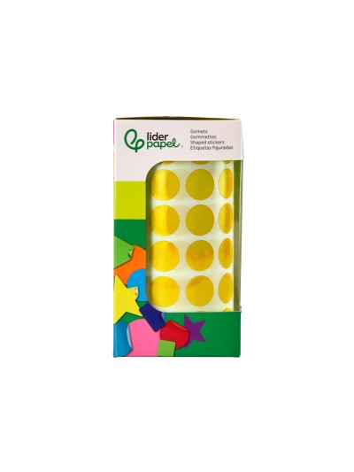 Gomets liderpapel autoadhesivo circulos 15 mm amarillo rollo de 2500 unidades en caja de carton