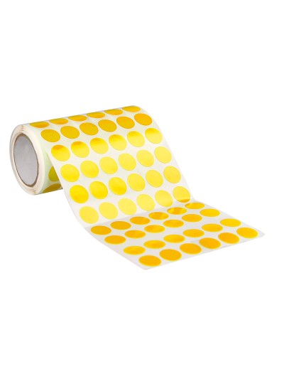 Gomets liderpapel autoadhesivo circulos 15 mm amarillo rollo de 2500 unidades en caja de carton