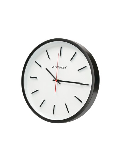 Reloj q-connect de pared de plastico redondo 34,4 cm movimiento silencioso color negro