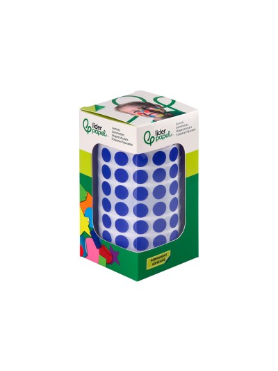 Gomets liderpapel autoadhesivo circulos 10,5 mm azul rollo de 6000 unidades en caja de carton