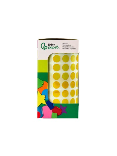 Gomets liderpapel autoadhesivo circulos 10,5 mm amarillo rollo de 6000 unidades en caja de carton