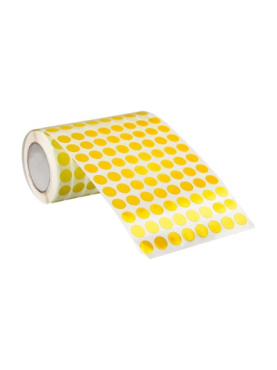 Gomets liderpapel autoadhesivo circulos 10,5 mm amarillo rollo de 6000 unidades en caja de carton