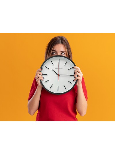 Reloj q-connect de pared de plastico redondo 34,4 cm movimiento silencioso color negro