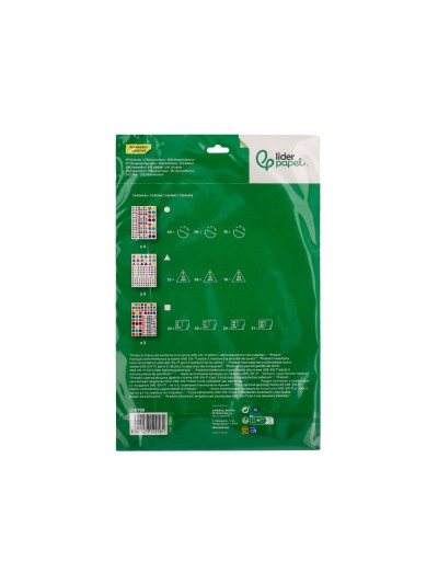 Gomets liderpapel autoadhesivo figuras de colores y tamaños surtidos bolsa de 10 hojas 1188 unidades