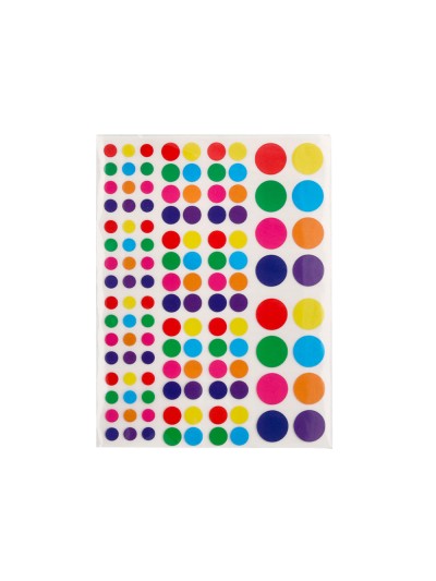 Gomets liderpapel autoadhesivo circulos colores y tamaños surtidos bolsa de 10 hojas 1200 unidades