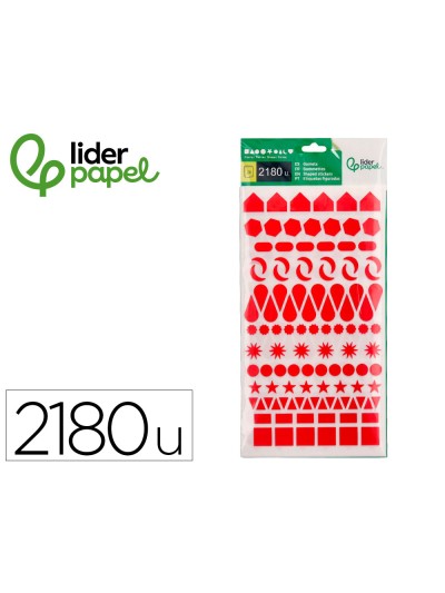 Gomets liderpapel figuras surtidas bolsa de 20 hojas circulos triangulos estrellas cuadrados colores surtidos
