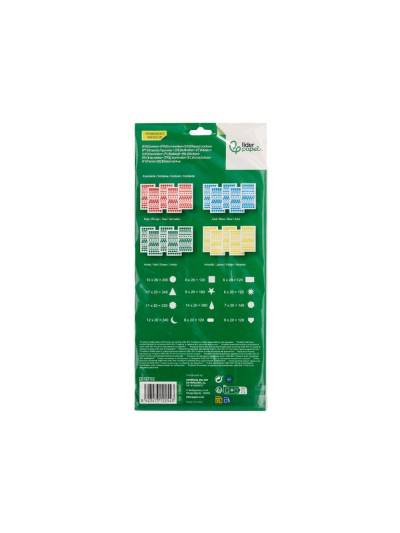 Gomets liderpapel figuras surtidas bolsa de 20 hojas circulos triangulos estrellas cuadrados colores surtidos