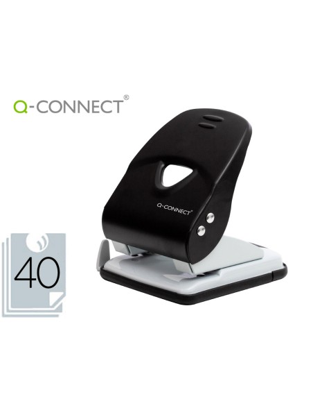 Taladrador q-connect kf14221 2 taladros color negro abertura 3,5 mm capacidad 40 hojas