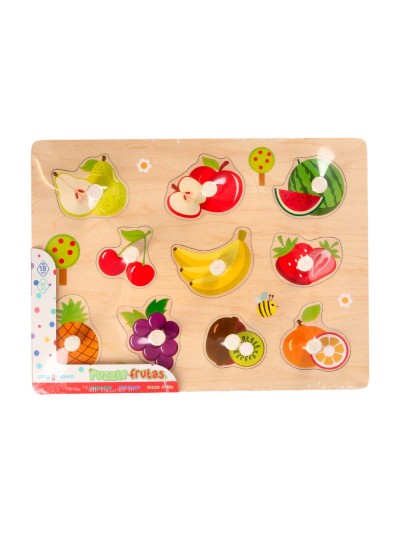 Puzle infantil imaginovo madera frutas +18 meses 10 piezas 30x22,5x1,5cm