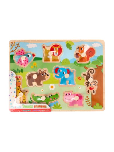 Puzle infantil imaginovo madera animales +18 meses 9 piezas 30x22,5x1,5cm