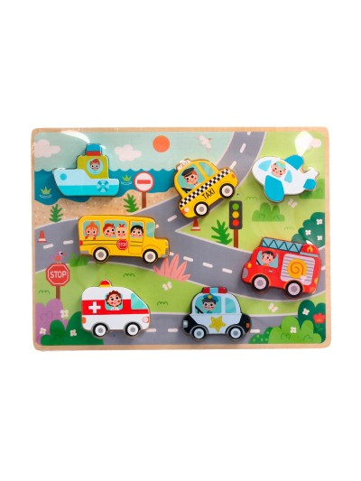 Puzle infantil imaginovo madera 3d vehiculos +12 meses 8 piezas 29,5x22x1,7cm