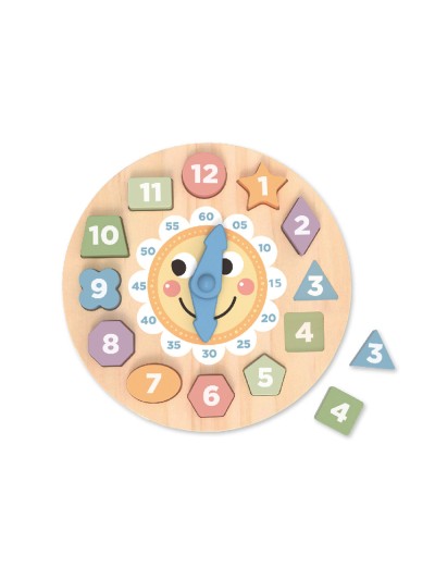 Juego infantil imaginovo madera reloj +3 años 13 piezas 29x29x3,5cm