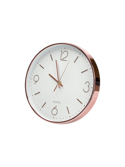Reloj q-connect de pared metalico redondo 30,5 cm movimiento silencioso color rosa dorado