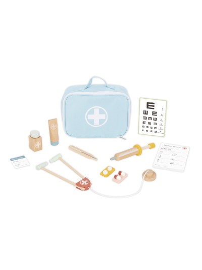 Juego infantil imaginovo madera maletin de medico +3 años 11 piezas 24,5x18x10cm