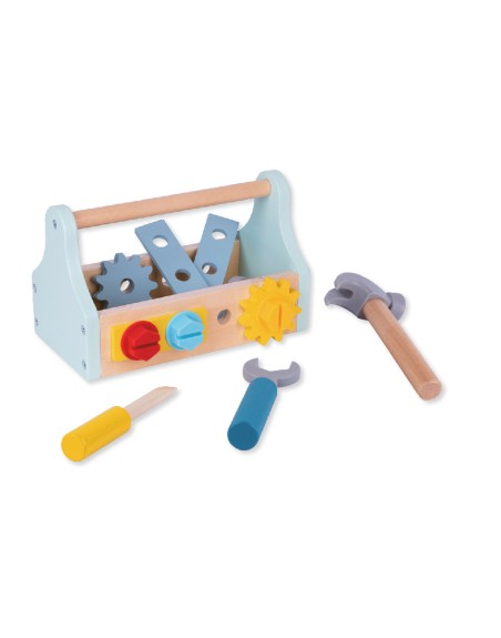 Juego infantil imaginovo madera maletin de herramientas +3 años 18 piezas 21,4x13,2x11cm