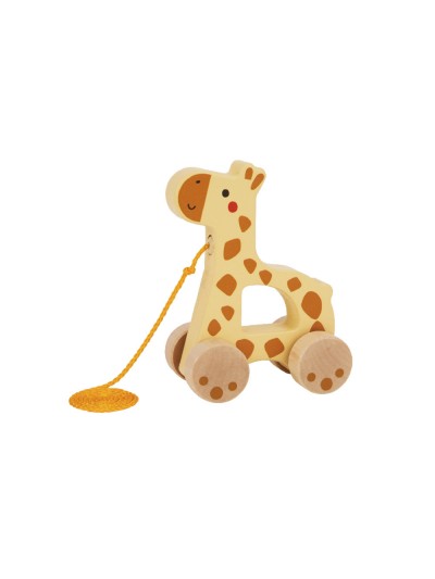 Juego infantil imaginovo madera jirafa para arrastrar con ruedas +12 meses 16x12x5,4cm