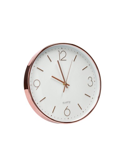 Reloj q-connect de pared metalico redondo 30,5 cm movimiento silencioso color rosa dorado