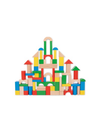 Juego infantil imaginovo madera construccion de bloques +12 meses 100 piezas 29x29x3,5cm