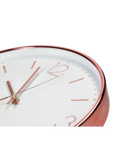 Reloj q-connect de pared metalico redondo 30,5 cm movimiento silencioso color rosa dorado