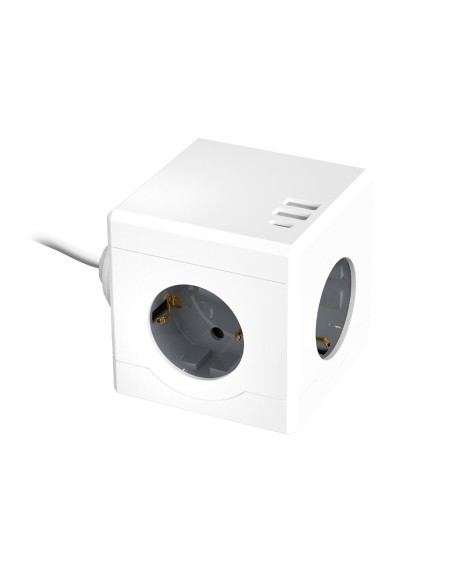 Regleta q-connect de cubo enchufe multiple power cube 6 en 1 cable de 1,4mt 3 tomas de corriente+2 usb+1 usb c