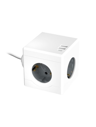 Regleta q-connect de cubo enchufe multiple power cube 6 en 1 cable de 1,4mt 3 tomas de corriente+2 usb+1 usb c