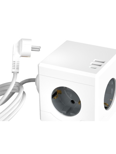 Regleta q-connect de cubo enchufe multiple power cube 6 en 1 cable de 1,4mt 3 tomas de corriente+2 usb+1 usb c