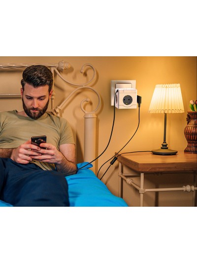 Regleta q-connect de cubo enchufe multiple power cube 6 en 1 directo pared 3 tomas de corriente+2 usb+1 usb c