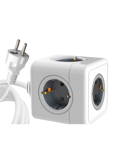Regleta q-connect de cubo enchufe multiple power cube 5 en 1 cable de 1,4 mt 5 tomas de corriente 75x75x112mm