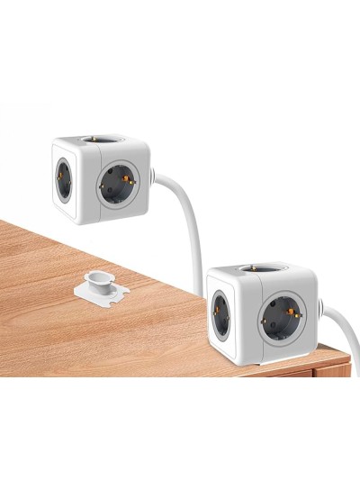 Regleta q-connect de cubo enchufe multiple power cube 5 en 1 cable de 1,4 mt 5 tomas de corriente 75x75x112mm