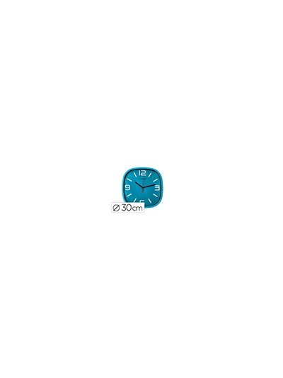 Reloj q-connect de pared de plastico redondo 30 cm movimiento silencioso color azul