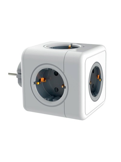 Regleta q-connect de cubo enchufe multiple power cube 5 en 1 directo a pared 5 tomas de corriente 75x75x112mm