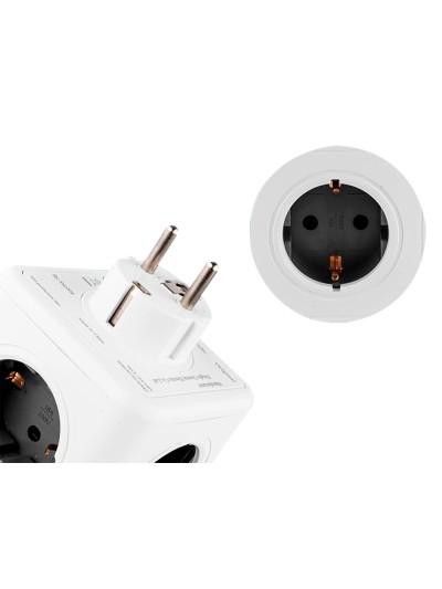 Regleta q-connect de cubo enchufe multiple power cube 5 en 1 directo a pared 5 tomas de corriente 75x75x112mm