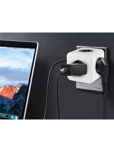 Regleta q-connect de cubo enchufe multiple power cube 5 en 1 directo a pared 5 tomas de corriente 75x75x112mm