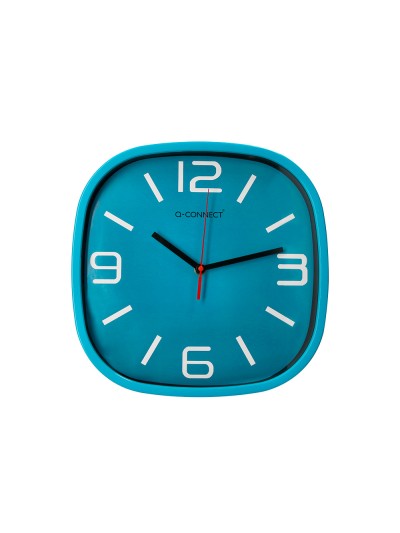 Reloj q-connect de pared de plastico redondo 30 cm movimiento silencioso color azul