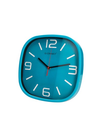Reloj q-connect de pared de plastico redondo 30 cm movimiento silencioso color azul