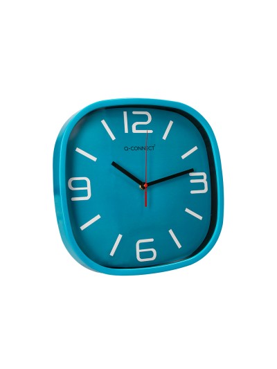 Reloj q-connect de pared de plastico redondo 30 cm movimiento silencioso color azul