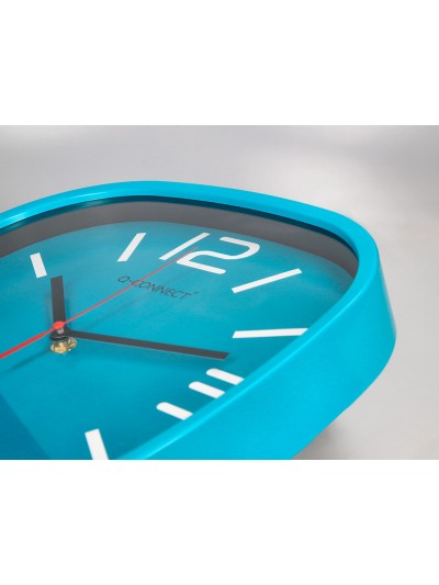 Reloj q-connect de pared de plastico redondo 30 cm movimiento silencioso color azul