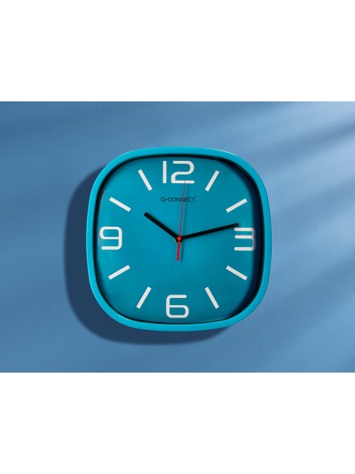 Reloj q-connect de pared de plastico redondo 30 cm movimiento silencioso color azul