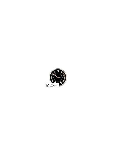 Reloj q-connect de pared metalico redondo 25 cm movimiento silencioso color negro con esfera cromado
