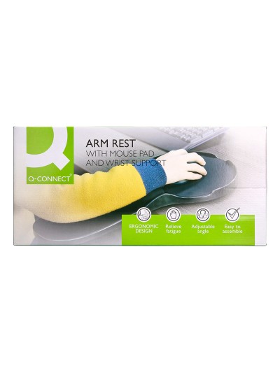 Reposabrazos ergonomico q-connect con alfombrilla de raton y apoyo de muñeca color negro 220x140x480 mm