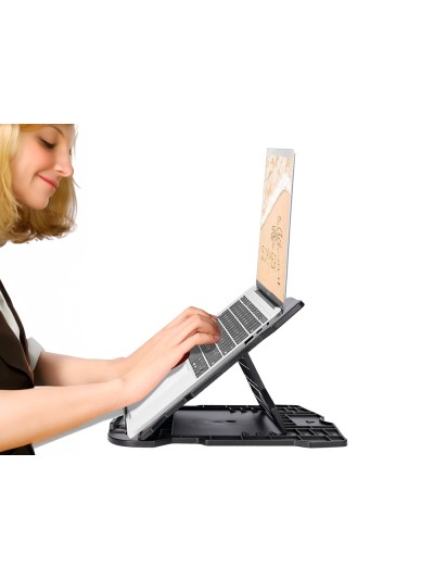 Soporte q-connect para portatil hasta 17/' ajustable 7 angulos diferentes color negro 260x280x60 mm