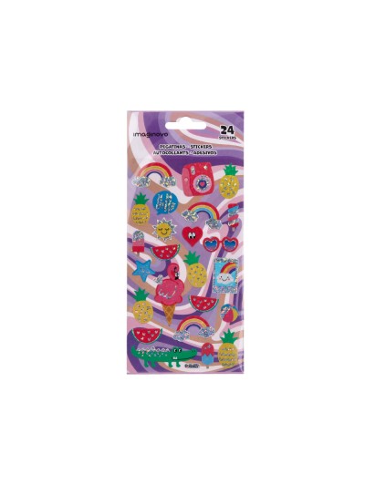 Pegatinas imaginovo diseños surtidos verano con brillo 214x100 mm en blister