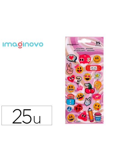 Pegatinas imaginovo diseños surtidos smiley con brillo 214x100 mm en blister
